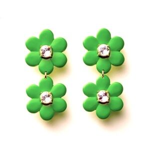NIB Kate Spade x Target Green Stacked Flower Earrings